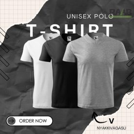 V nyakkivágású unisex póló 3-as csomag