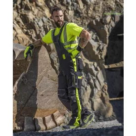   183-190 cm magas személyekre ARDON®NEON fekete-sárga kantáros nadrág