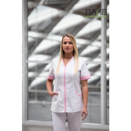 Lia fehér tunika rózsaszín szegéllyel 