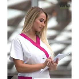 Kamilla fehér tunika pink szegéllyel  S méretben