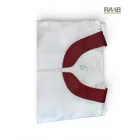 42-es méretű Dóra fehér köpeny cippzáras, bordó szegéllyel 