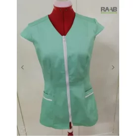   Anita köpeny menta és türkiz alapon fehér dekorral - M-es méretben