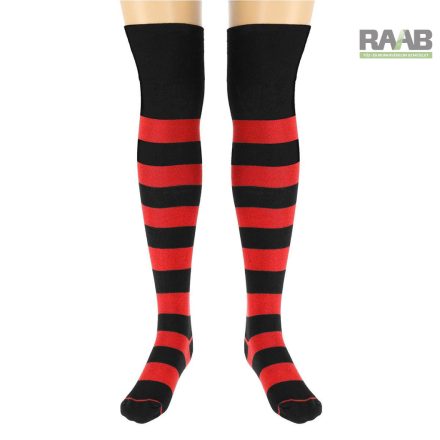 Socks csíkos pamut combzokni fekete/piros