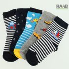 5 pár Mintás pamut gyerek zokni - fiús 