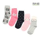 5 pár Mintás pamut gyerek zokni - lányos