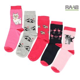 5 pár Mintás pamut gyerek zokni - lányos