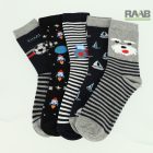 5 pár Mintás pamut gyerek zokni - fiús 