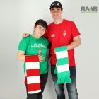 Szurkolói kötött csíkos sál - piros és fehér