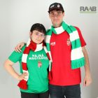 Szurkolói kötött csíkos sál - piros és fehér