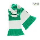 Szurkolói kötött csíkos sál - zöld és fehér