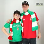 Szurkolói kötött csíkos sál - zöld és fehér