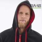 Fekete/piros férfi pulóver