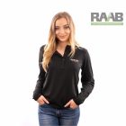 Gombos női póló, felgombolható ujjal - fekete