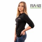 Gombos női póló, felgombolható ujjal - fekete