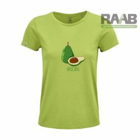 Avokádó mintás biopamut női póló S-2XL-ig - zöld