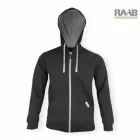 Fekete-szürke kapucnis, cipzáras férfi pulóver