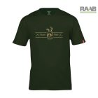 Vadász-Horgász mintás környakú rövid ujjú pamut póló - sötétzöld