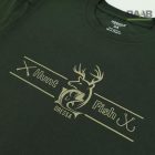 Vadász-Horgász mintás környakú rövid ujjú pamut póló - sötétzöld