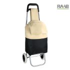 Fémvázas, gurulós bevásárlótáska - homok szín/fekete