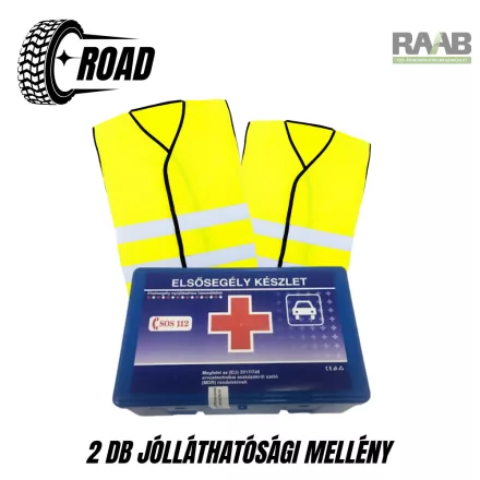 ROAD autós csomag - EÜ doboz + 2 mellény