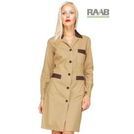   Keksz színű hosszú ujjú laborköpeny kakaó szín kiegészítőkkel