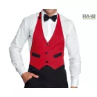 Fekete Garcon kötény, piros felsőrésszel