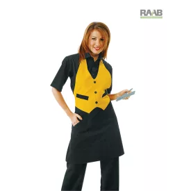 Fekete Garcon kötény, sárga felsőrésszel