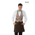 Barna Garcon kötény, bézs színű skót kockás felsőrésszel