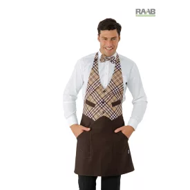   Barna Garcon kötény, bézs színű skót kockás felsőrésszel