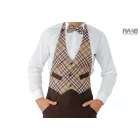 Barna Garcon kötény, bézs színű skót kockás felsőrésszel