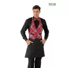 Fekete Garcon kötény, piros skót kockás felsőrésszel