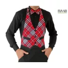 Fekete Garcon kötény, piros skót kockás felsőrésszel