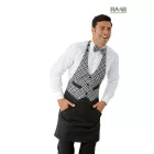 Fekete Garcon kötény, szürke skót kockás felsőrésszel