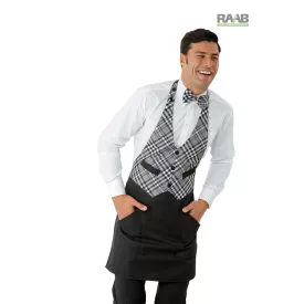 Fekete Garcon kötény, szürke skót kockás felsőrésszel