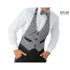Fekete Garcon kötény, szürke skót kockás felsőrésszel