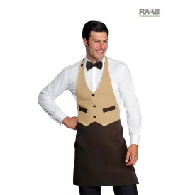 Barna Garcon kötény, bézs színű felsőrésszel