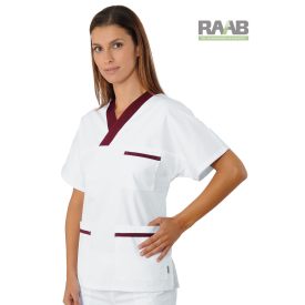   Dekorszegélyes Collo unisex orvosi/műtős ing - fehér/bordó