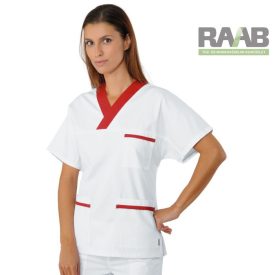   Dekorszegélyes Collo unisex orvosi/műtős ing - fehér/piros