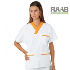   Dekorszegélyes Collo unisex orvosi/műtős ing - fehér/sárgabarack szín