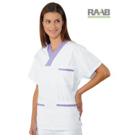   Dekorszegélyes Collo unisex orvosi/műtős ing - fehér/lila