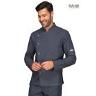 Belfast kék - farmer séfkabát, szellőzős, hosszú ujjú