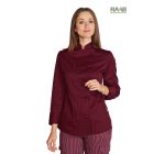 Bordó hosszú ujjú, női szakácskabát 