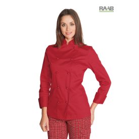 Piros hosszú ujjú, női szakácskabát 