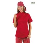 Piros, rövid ujjú, női szakácskabát