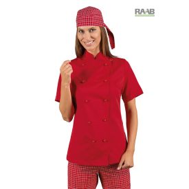 Piros, rövid ujjú, női szakácskabát