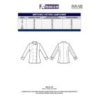 Fehér alapon fekete szegélyes, hosszú ujjú, női szakácskabát 