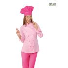 Női extra rózsaszín-fukszia hosszú ujjú szakácskabát