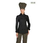 Fekete hosszú ujjú, női szakácskabát