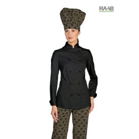 Fekete hosszú ujjú, női szakácskabát