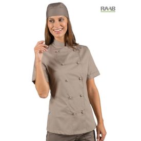 Föld színű, rövid ujjú, női szakácskabát